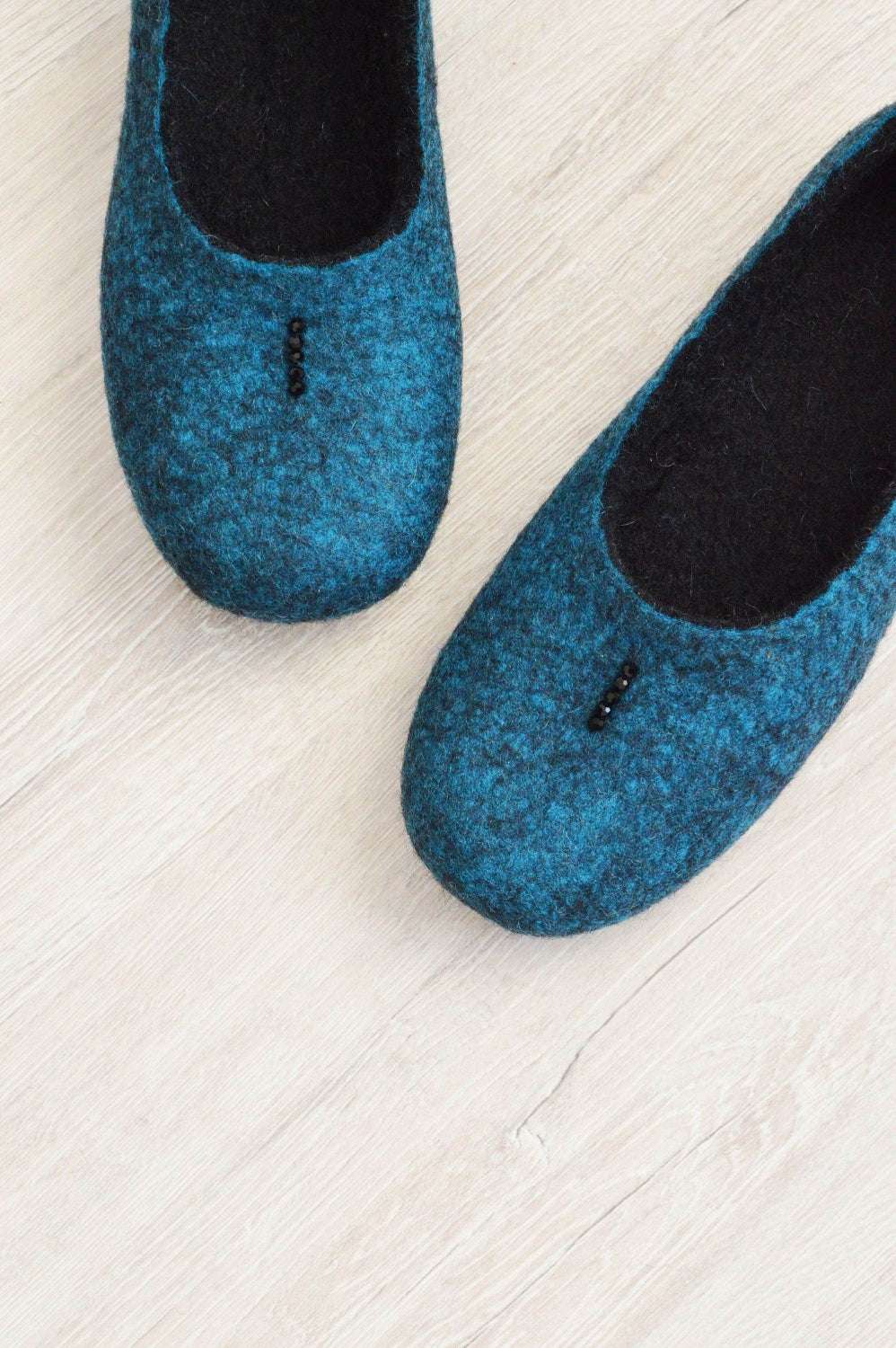 Comfortable Felted Women's Slippers - Flat Ballerinas - Home Soul