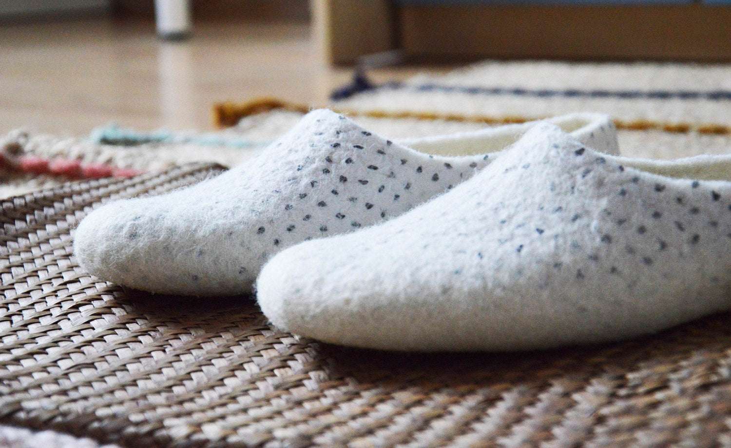 Black Polka Dot Slippers - Classic House Shoes - Home Soul