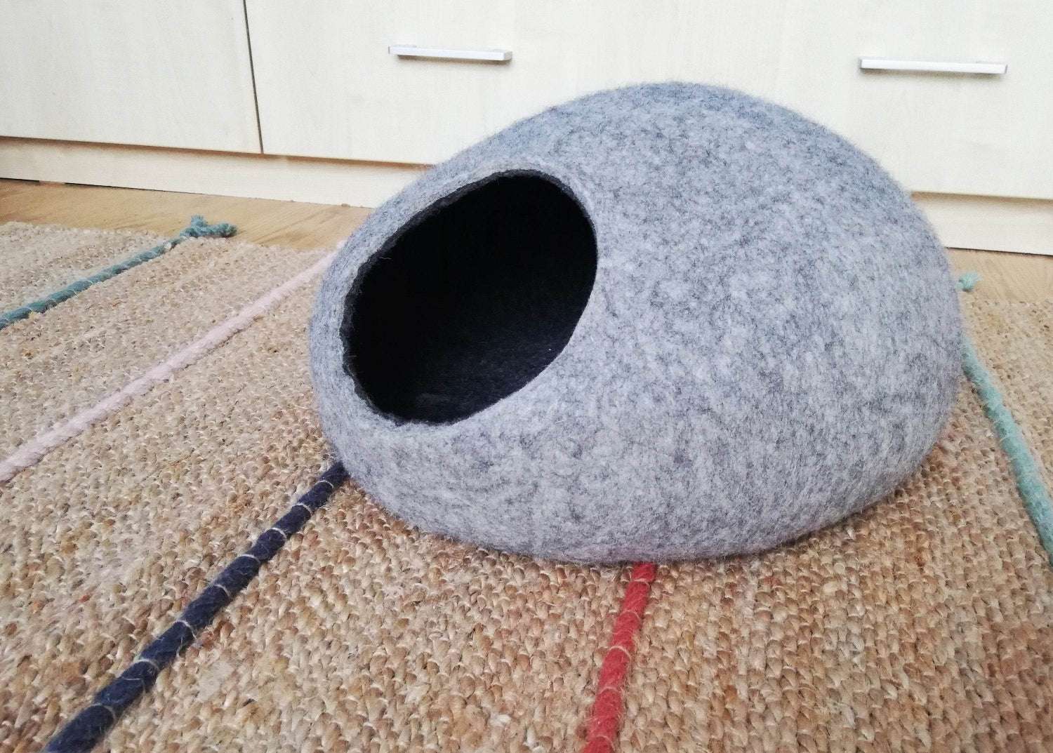 Modern Natural Wool Pet Bed - Eco Cat Cave - Home Soul