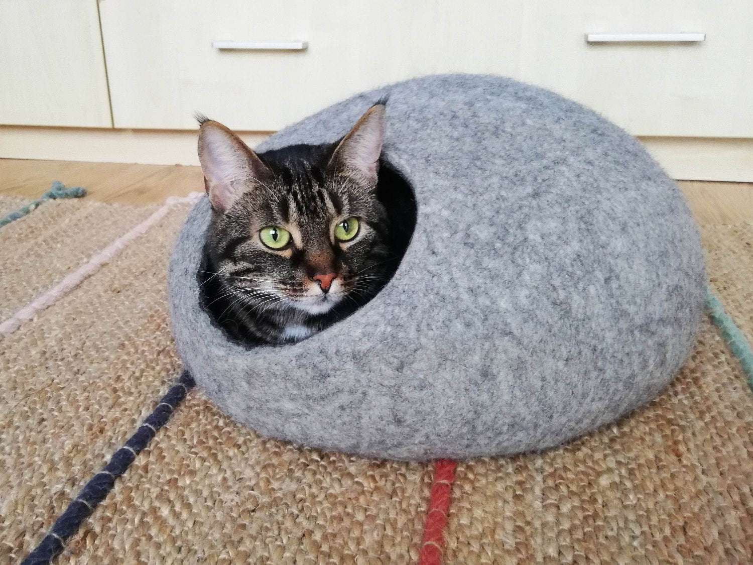 Modern Natural Wool Pet Bed - Eco Cat Cave - Home Soul