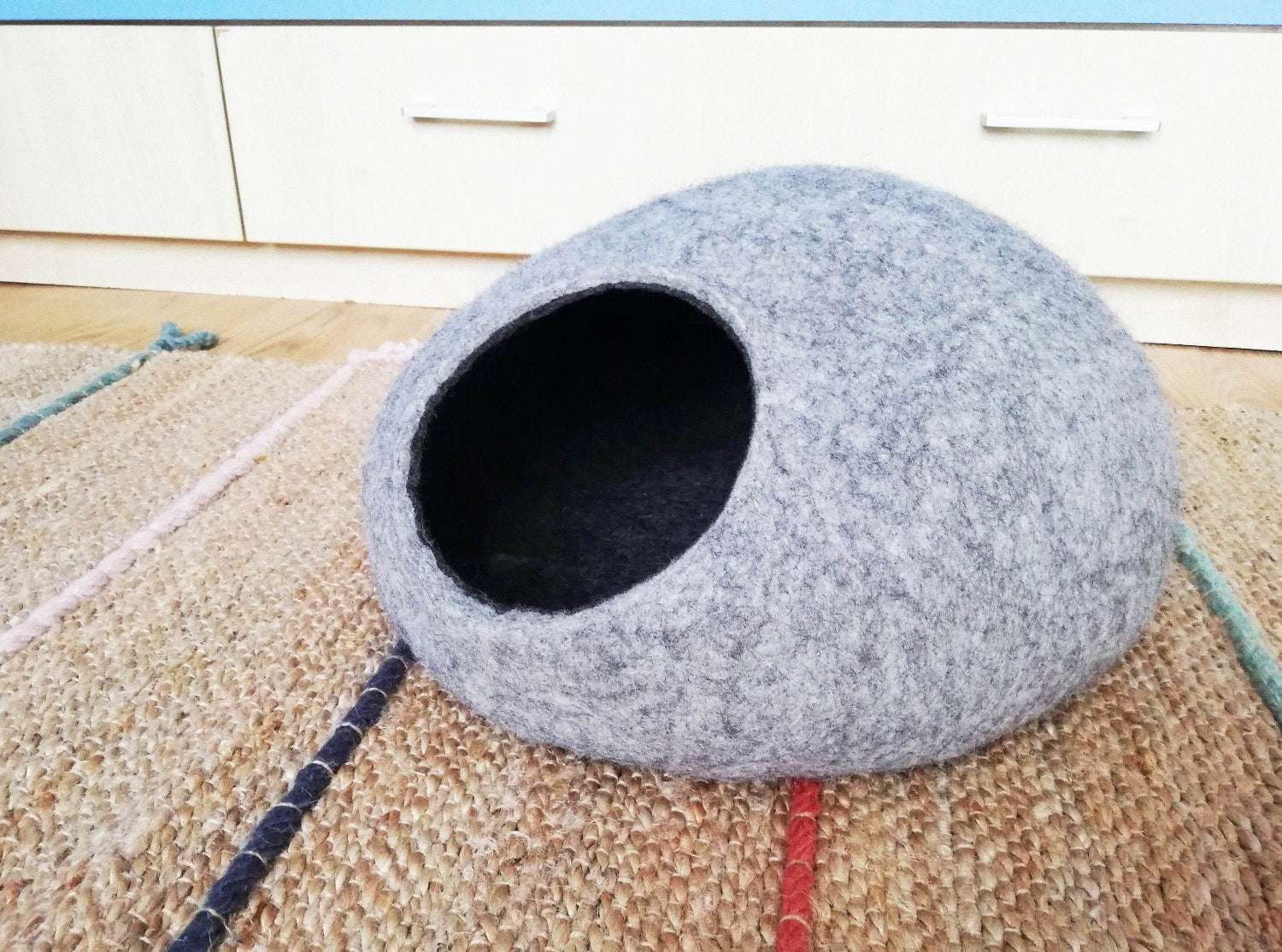 Modern Natural Wool Pet Bed - Eco Cat Cave - Home Soul