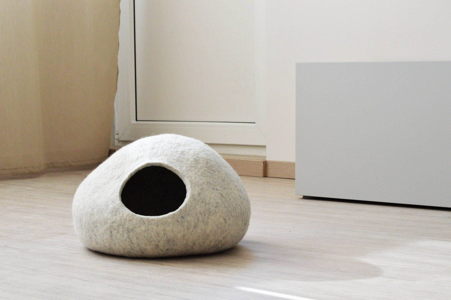 Light Grey Pet Bed - Minimalist Cat Cave - Home Soul