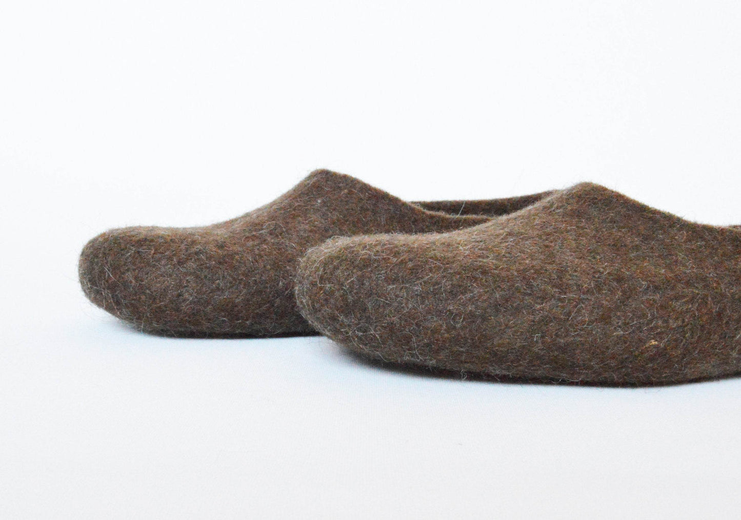 Eco friendly natural chocolate brown color hand made felted slippers - Home Soul