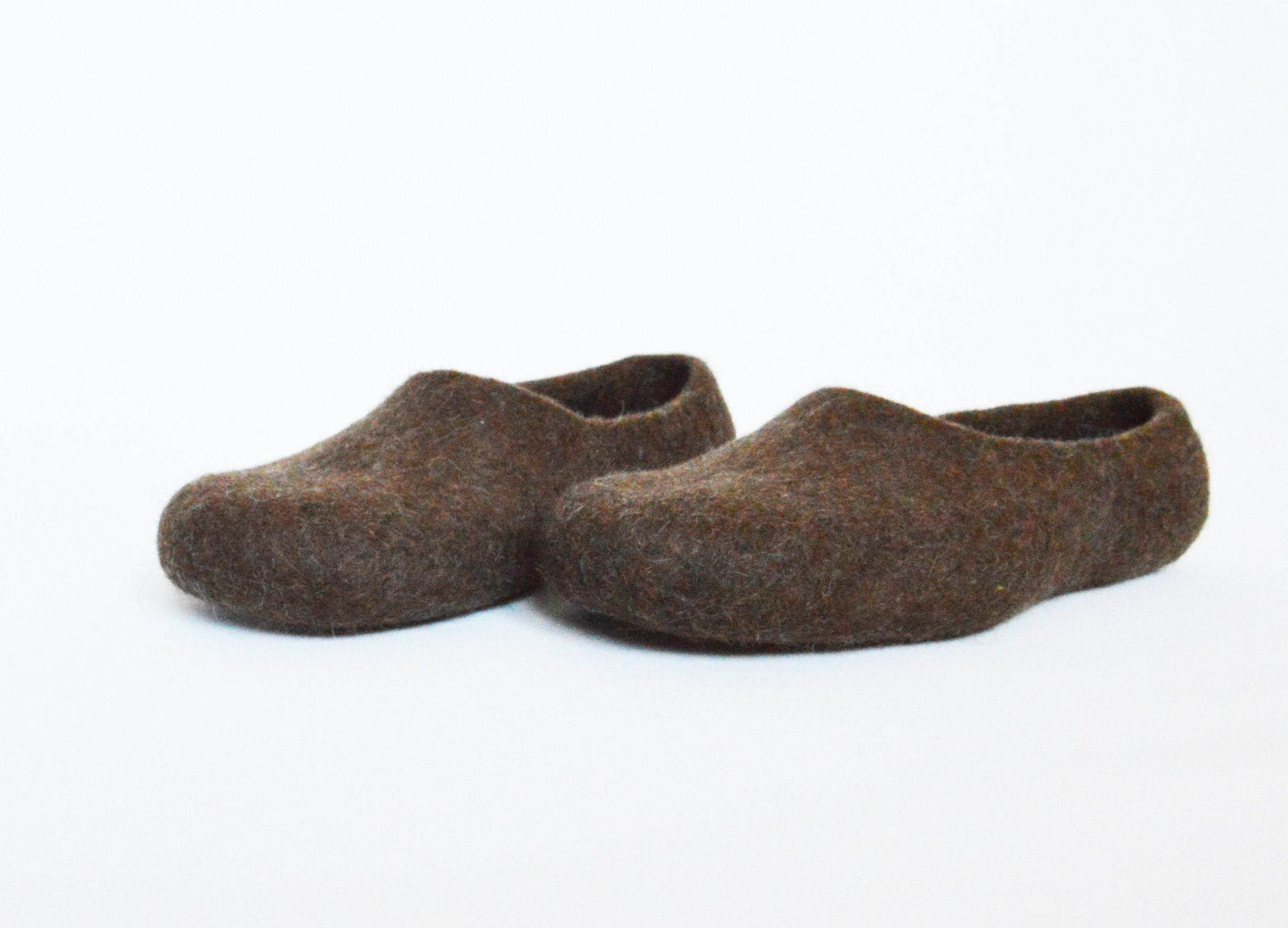 Eco friendly natural chocolate brown color hand made felted slippers - Home Soul