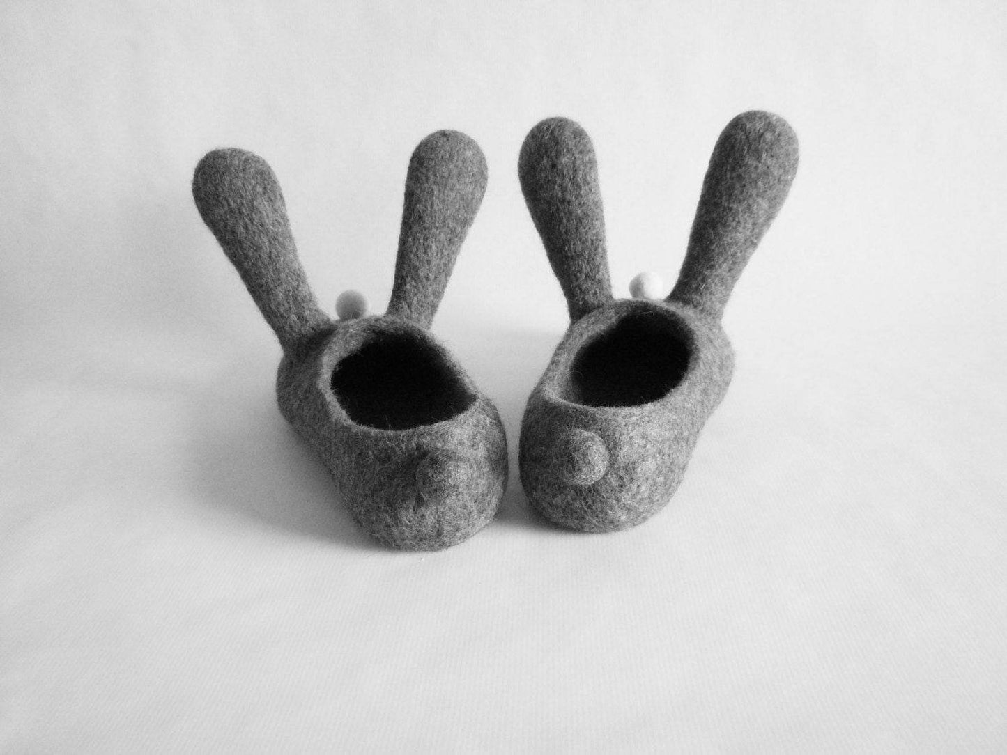 Two bunnies. Felted adult size slippers - Home Soul