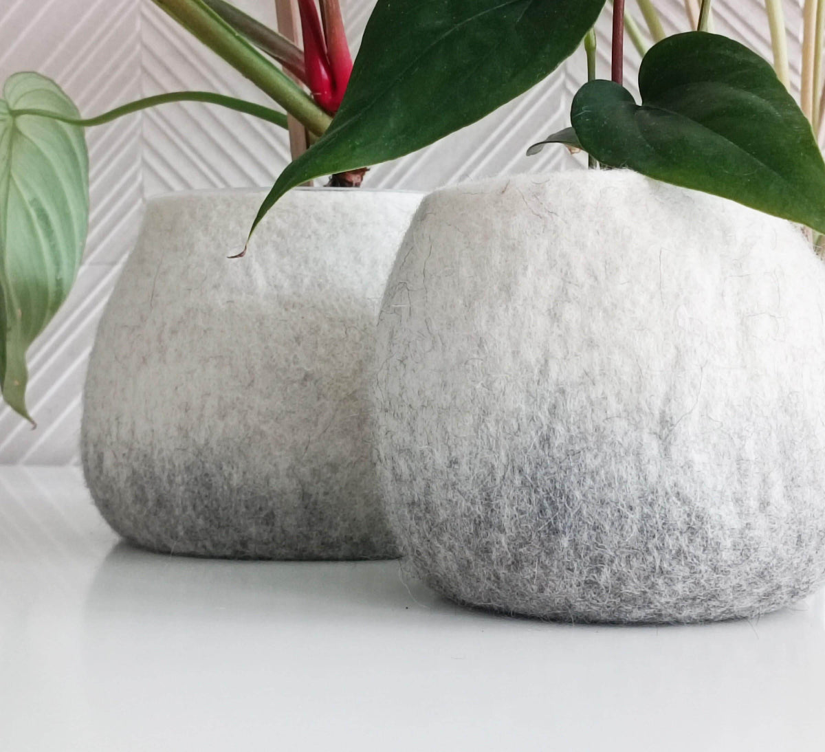Felted Flower Planter - Scandinavian Design Pot - Home Soul