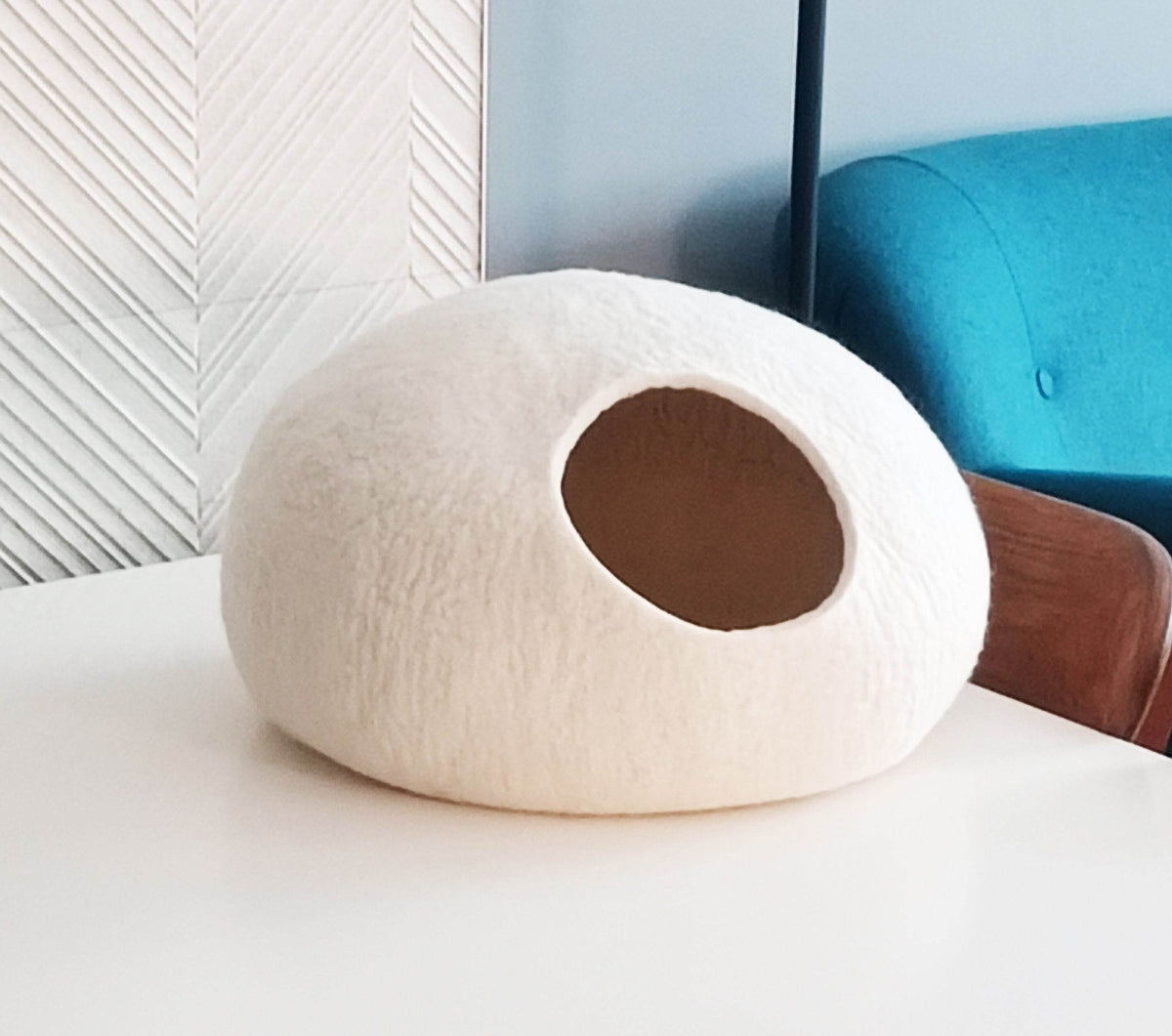 Modern White Pet Bed - Contemporary Cat Cave - Home Soul