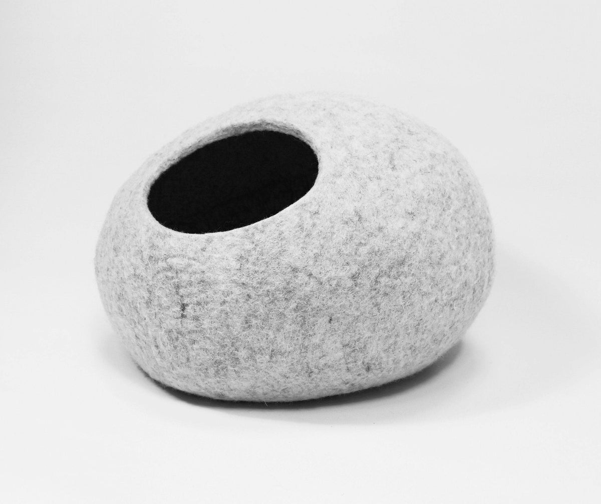 Light Grey Pet Bed - Minimalist Cat Cave - Home Soul