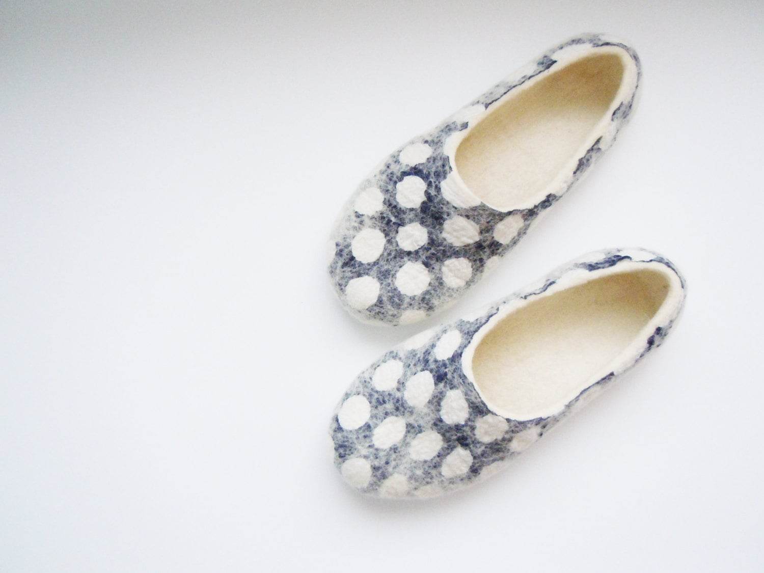 Dots Wool Slippers - Polka Dot House Shoes - Home Soul