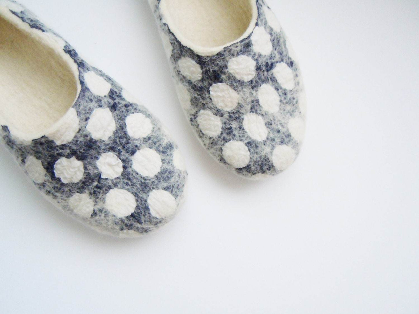 Dots Wool Slippers - Polka Dot House Shoes - Home Soul